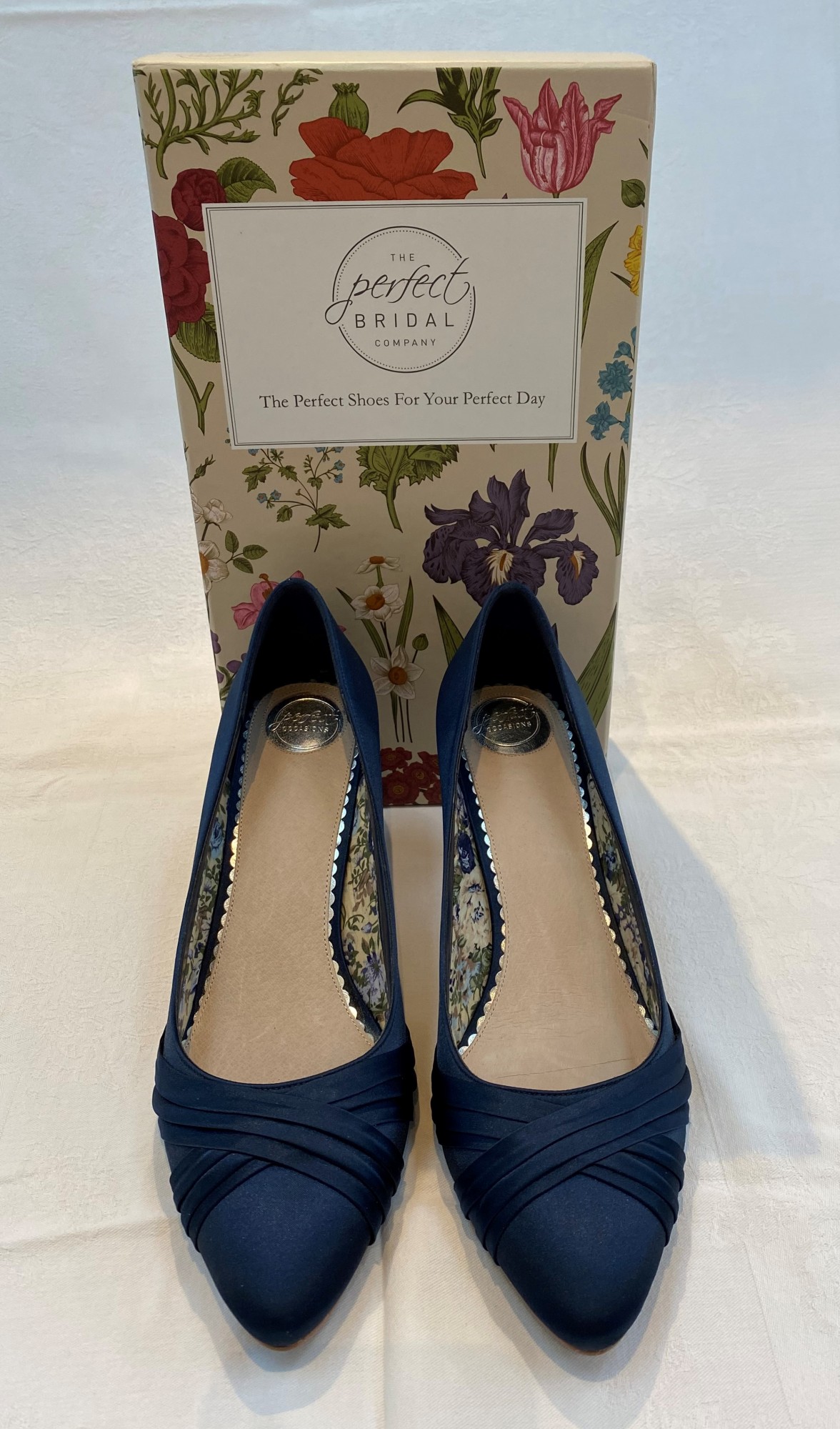 Navy satin deals flat shoes