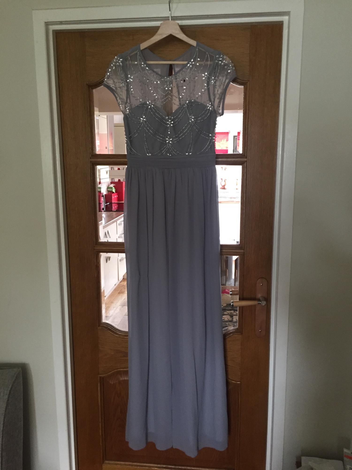 Quiz grey chiffon cap 2025 sleeve embellished maxi dress
